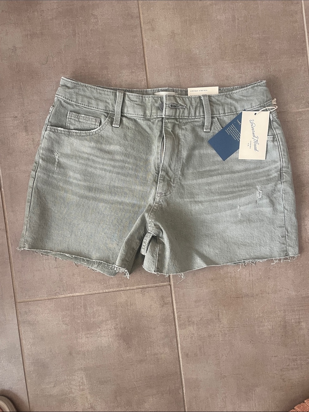 Universal Thread sage green frayed hem denim shorts